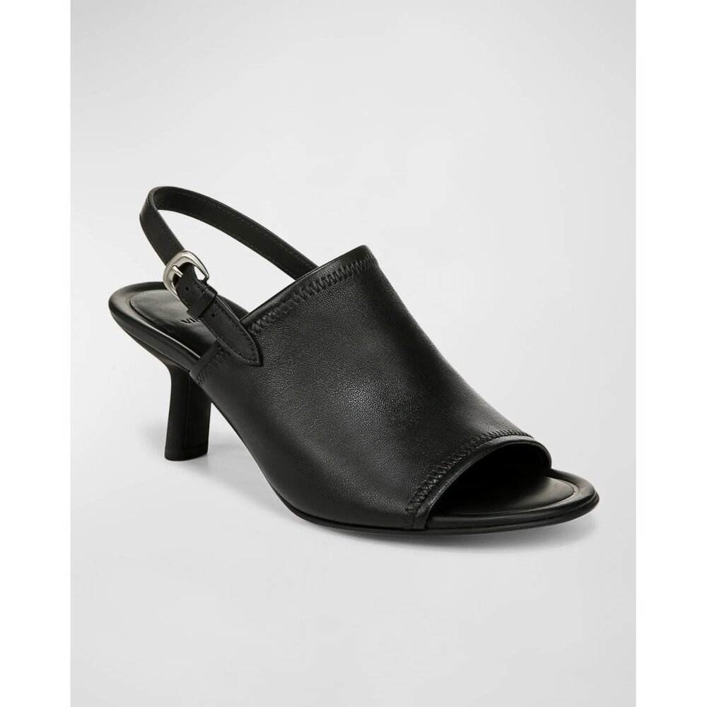 🆕VINCE Jana Slingback Heels Shoe Leather 9 Black - Picture 2 of 13